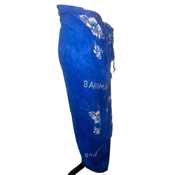 Royal BLUE & WHITE Floral Bahamas Swimsuit Dress Skirt Cover Up One Size - Picture 2 of 5